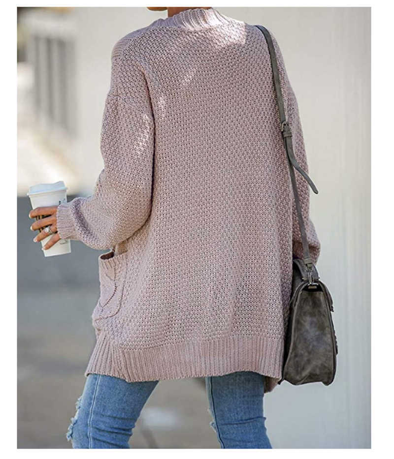 Fitshinling Pockets Twist Women's Cardigans Knitted Winter Coat Vintage Slim Holiday Boho Long Cardigan Female Knitwear 211011Z