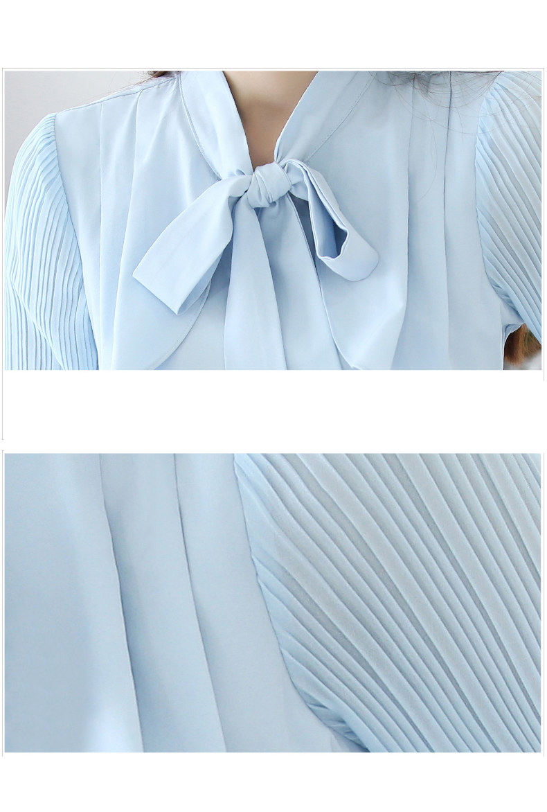 Fashion Women Blouses Solid Chiffon Shirt Bow Collar Office Tops Female Long Sleeve Shirts 2397 50 210508