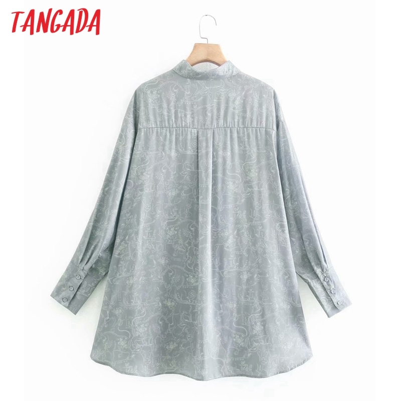 Women Oversized Print Shirt Long Sleeve Chic Female Casual Loose Tops Blusas XN289 210416