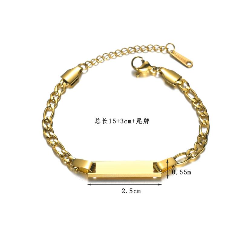 Goxijite Trendy Custom Engrave Name Bracelet For Women Kid Stainless Steel Adjustable Date Charm Gift Link Chain