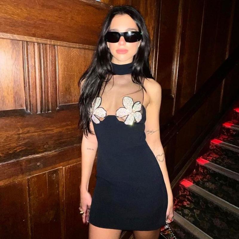 Casual Dresses Sexy Gauze Perspective Dress For Women Flower Decoration Bodycon Sleeveless Stand Neck Skinny Black Mini Party Clubwear
Casual Dresses Sexy Gauze Perspective Dress For Women Flower Decoration Bodycon Sleeveless Stand Neck Skinny Black Mini Party Clubwear