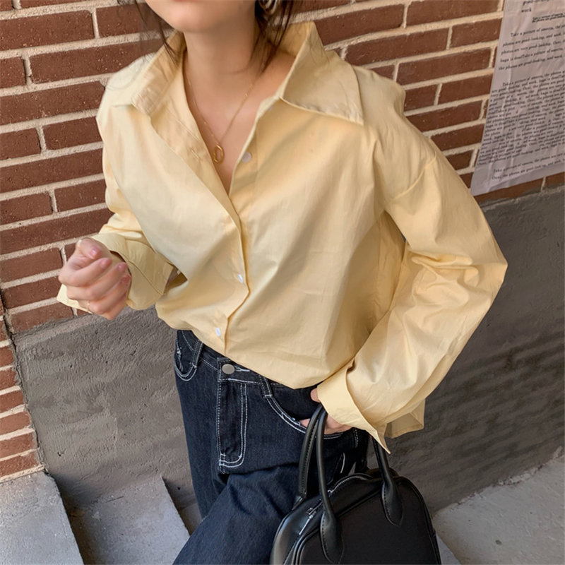 Minimalist Stylish Korean Chic Women Streetwear Outwear Shirts Office Lady Lapel OL Arrival All Match Tops 210421