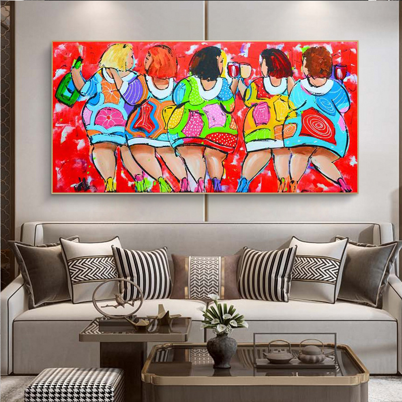 Women Party Abstract Oil Paintings Print on Canvas Funny Art Posters and Prints Wall Decor Art Pictures Home Decoration Cuadros