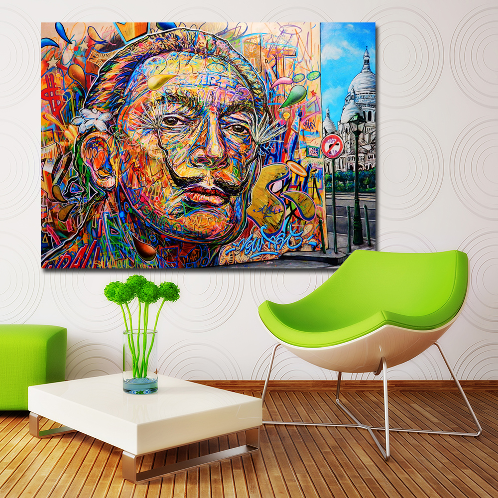 Salvador Dali Colorful Portrait Oil Painting Wall Art Canvas Posters Print For Living Room Home decoration