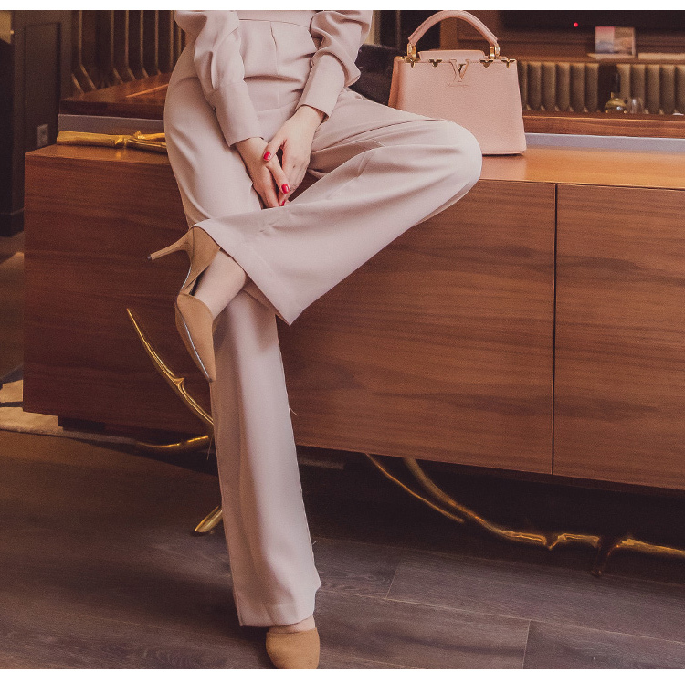 Spring Office Lady Style Elegant Women Romper Female Overalls Casual Fashion Shiny Collar High Waist Jumpsuit 210519