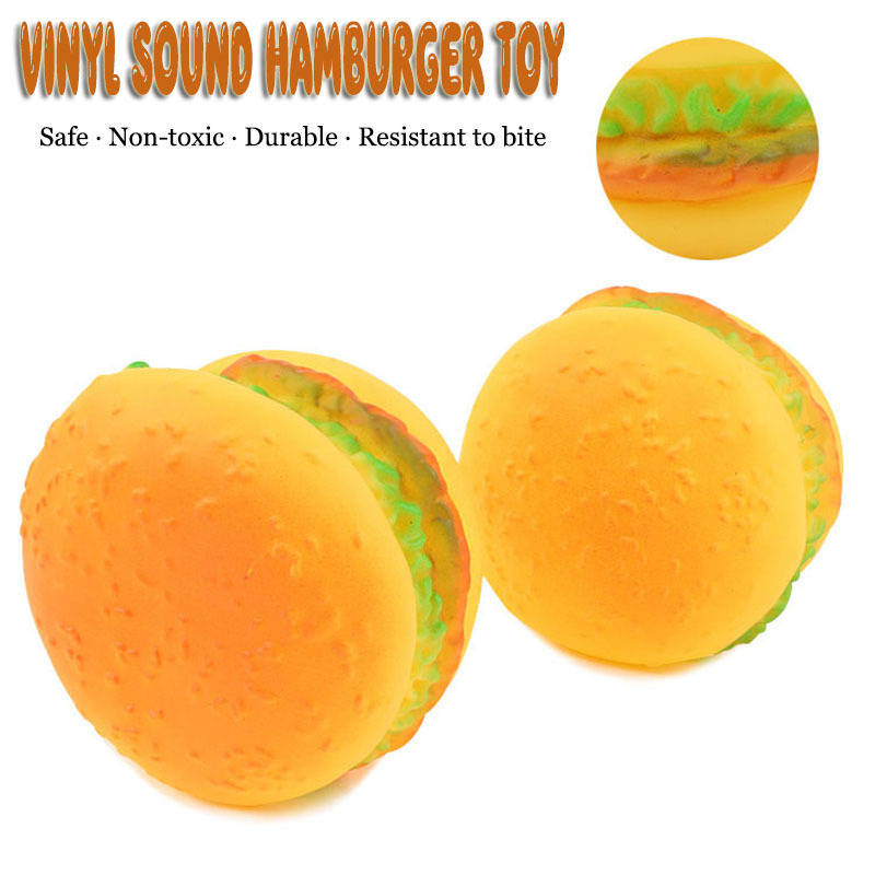 Interactive Dog Toys For Small Vinyl Glue Hamburger Squeak Puppy Diameter 8.5cm Chew Bite Resistant