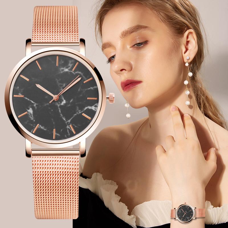 Fashion Women's Watches Luxury Marble Women Quartz Wristwatch Rose Gold Stainless Steel Ladies Watch Wristwatches, Black
Fashion Women's Watches Luxury Marble Women Quartz Wristwatch Rose Gold Stainless Steel Ladies Watch Wristwatches, Black