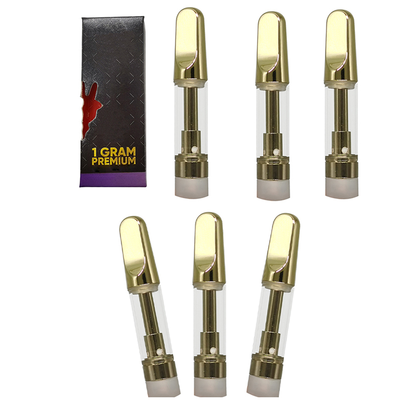 Original Vape Carts Empty Atomizer Gold Cartridges 0.8ml 1.0ml Disposable Ceramic Coil Glass Tanks E Cigarette 510 Thread Vaporizer for Thick Oil