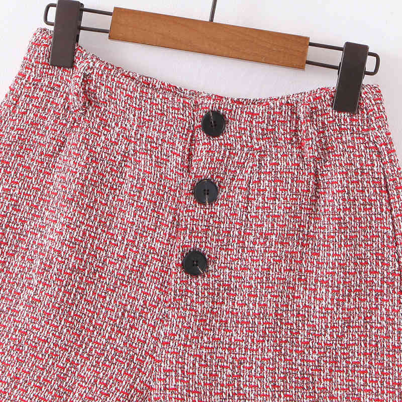Sweet Tweed Shorts Women Fashion Buttons Short Female Chic Loose Straight Shorts Casual Girls Streetwear 210520