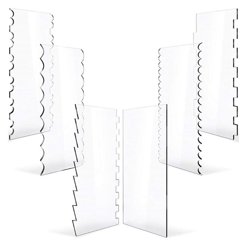 Baking Moulds 6Pcs Transparent Clear Acrylic Cake Scraper Set Decorating Contour Comb Saw Tooth Trim Smoother Tool Pastry Cutter Kitchen
Baking Moulds 6Pcs Transparent Clear Acrylic Cake Scraper Set Decorating Contour Comb Saw Tooth Trim Smoother Tool Pastry Cutter Kitchen