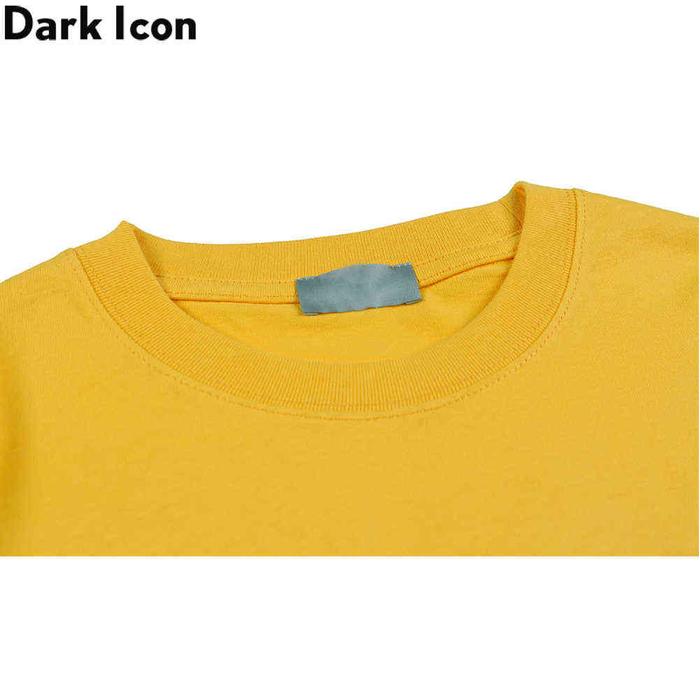 Cartoon Printed Hiphop T-shirt Men Round Neck Streetwear Hip Hop Tshirts Yellow Tee Shirts Male Top 210603