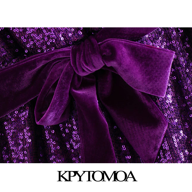 Sexy Deep V Neck Sequin Wrap Mini Dress Women Fashion Long Sleeve Bow Tie Velvet Sashes Party Dresses Chic Vestidos 210420