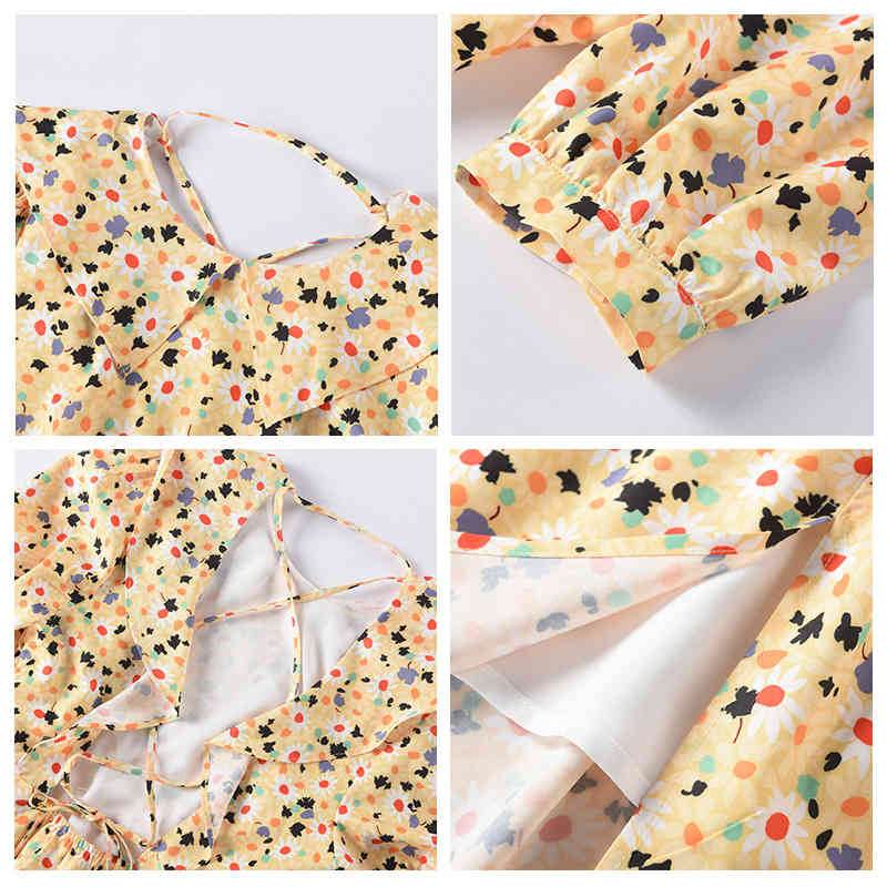 Women Dress Puff Sleeve Vintage Flower Girl Dresses Short Sexy Long Bohemian Beach For Woman 210513