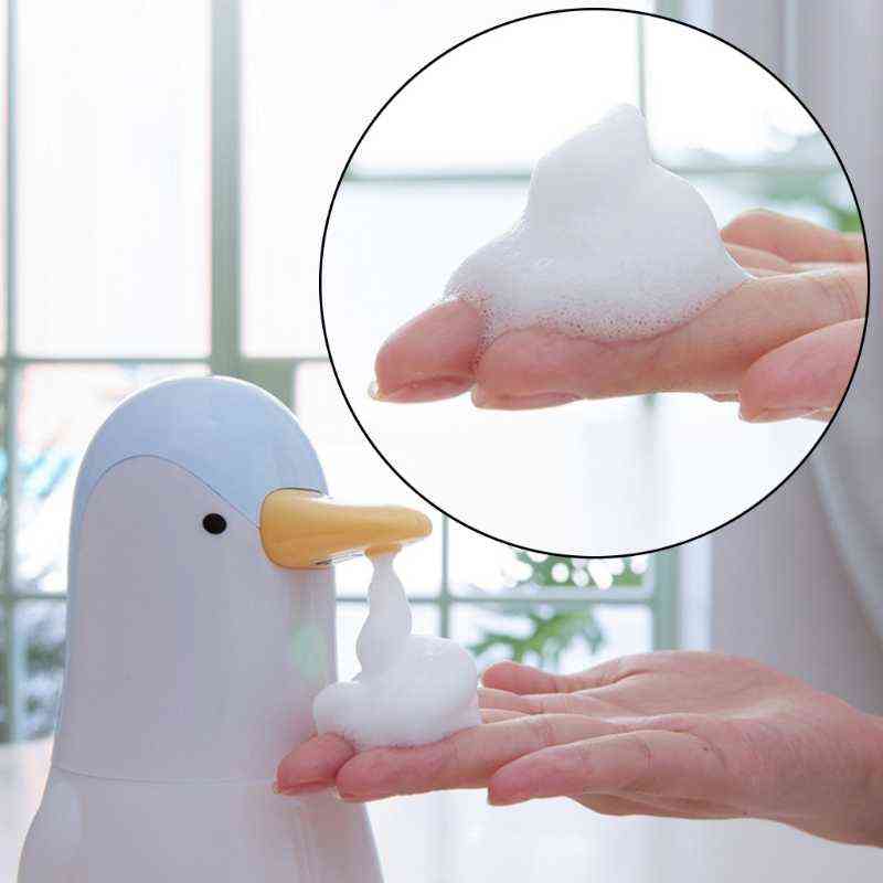 Cute Automatic Soap Dispenser Touchless Induction Foam Bubble Washing Machine for Kids Kitchen Bathroom 211206