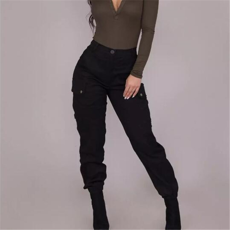 Solid Womens Cargo Pants Pockets Slim-fit Straight High Waist Button Fly Pants Trousers Casual Streetwear Black Womens Trousers
Solid Womens Cargo Pants Pockets Slim-fit Straight High Waist Button Fly Pants Trousers Casual Streetwear Black Womens Trousers