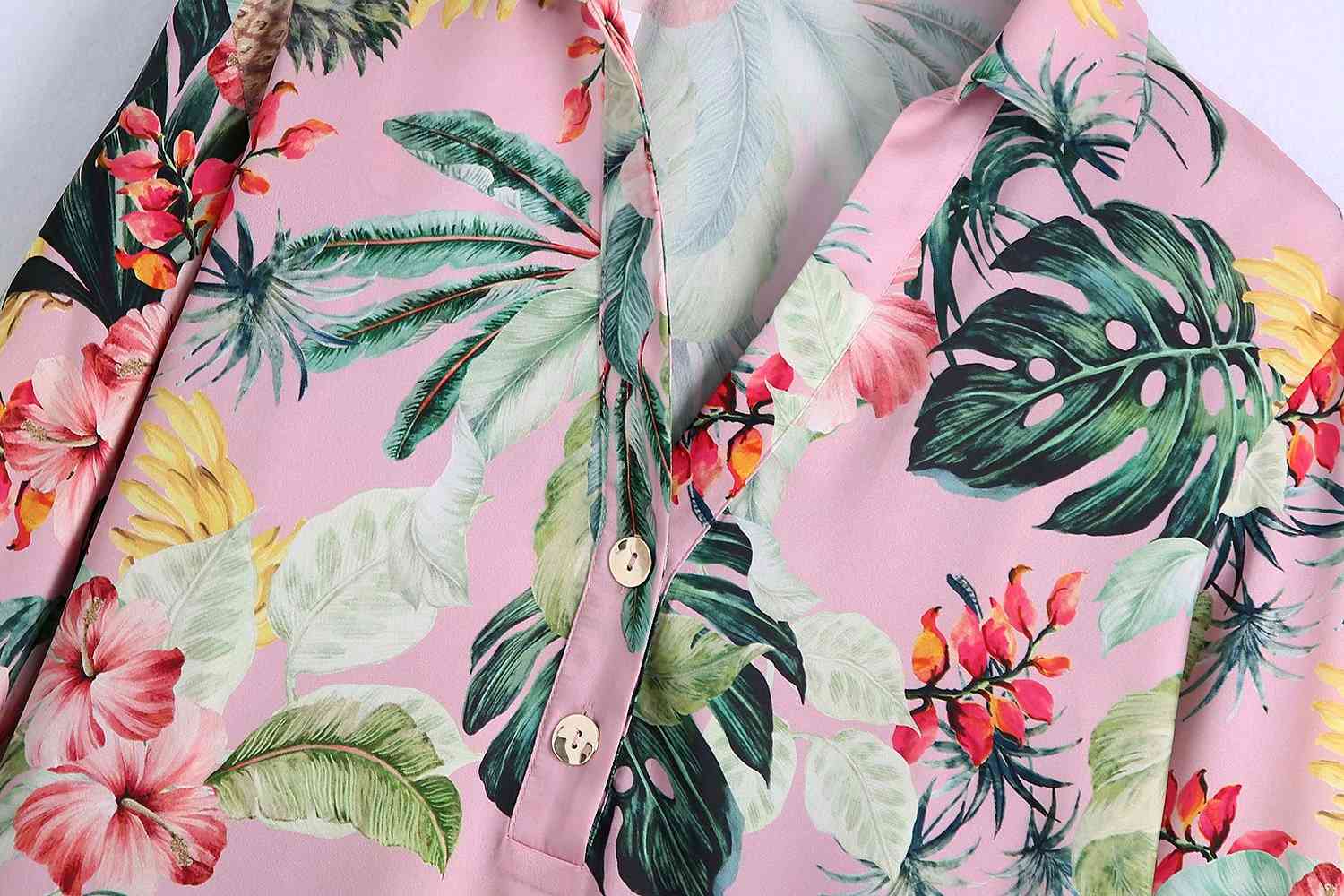 Lapel Long Sleeve Tropical Rainforest Print Pullover Chic Women's Shirt Casual Drape Loose Western Style Female Tops 210507