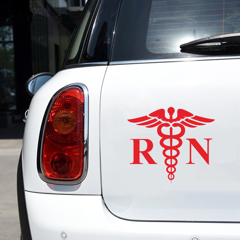 Medical Symbol Caduceus Vinyl Car Sticker Decor , Registered Nurse RN Nursing Laptop Decals for Apple MacBook
