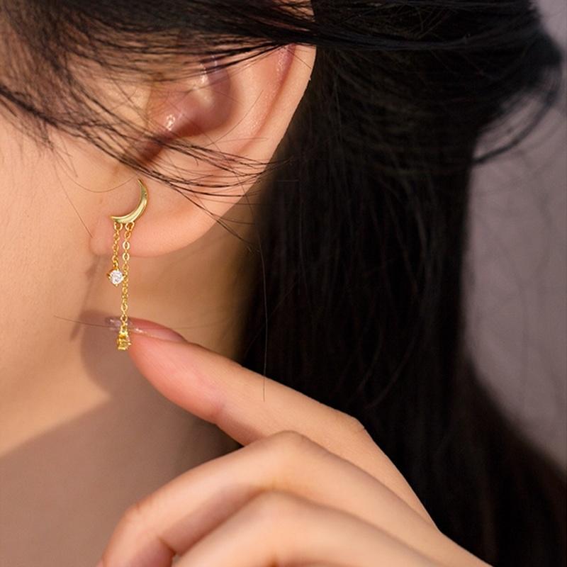 Dangle & Chandelier Exquisite 925 Sterling Silver Earring Asymmetrical Micro Zircon Moon For Women Simple Fashion Anniversary Jewelry
Dangle & Chandelier Exquisite 925 Sterling Silver Earring Asymmetrical Micro Zircon Moon For Women Simple Fashion Anniversary Jewelry