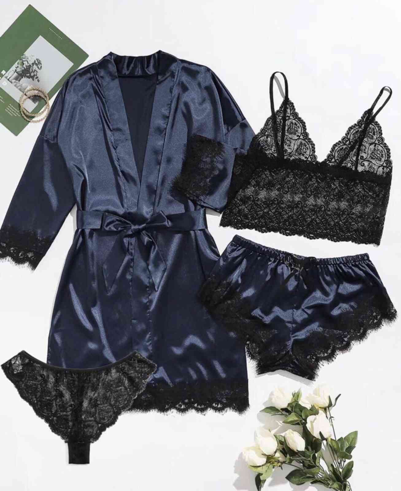 Satin Pamas for Women - Sexy Lace Ladies Home Service Suits, Casual Sleepwear