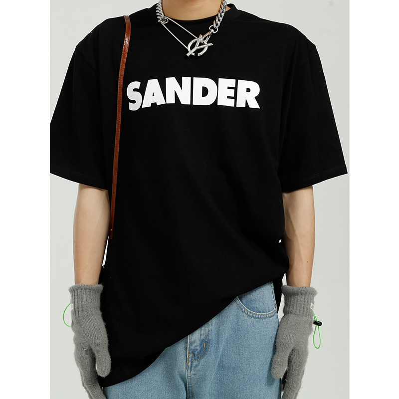 IEFB Summer Letter Printed Short Sleeve White T-shirt Men's Simple Loose Black Causal Round Collar Tee Top 9Y7337 210524