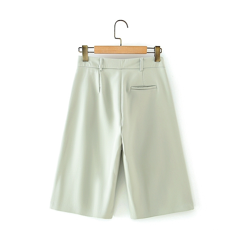 elegant women green shorts summer fashion ladies polyester and cotton female casual girls mid 210430