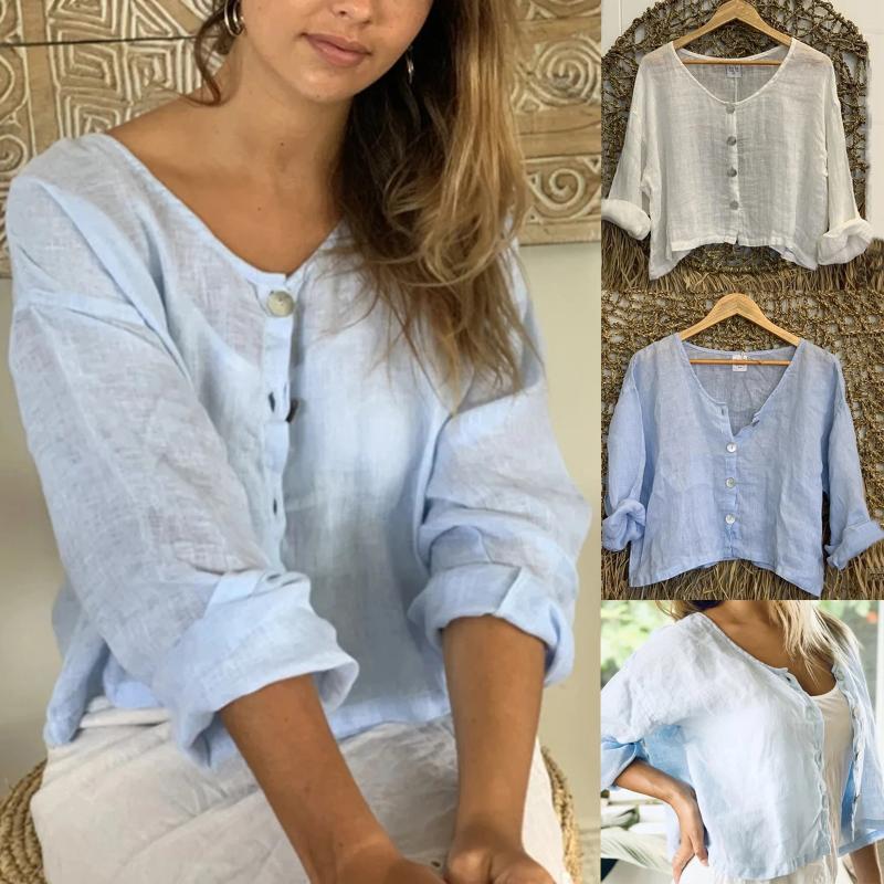Women's Blouses & Shirts Fashion Thin Cotton Linen Blouse Shirt Buttons V-Neck Tops Summer Casual Ladies Female Women Long Sleeve Blusas Pul, White
Women's Blouses & Shirts Fashion Thin Cotton Linen Blouse Shirt Buttons V-Neck Tops Summer Casual Ladies Female Women Long Sleeve Blusas Pul, White