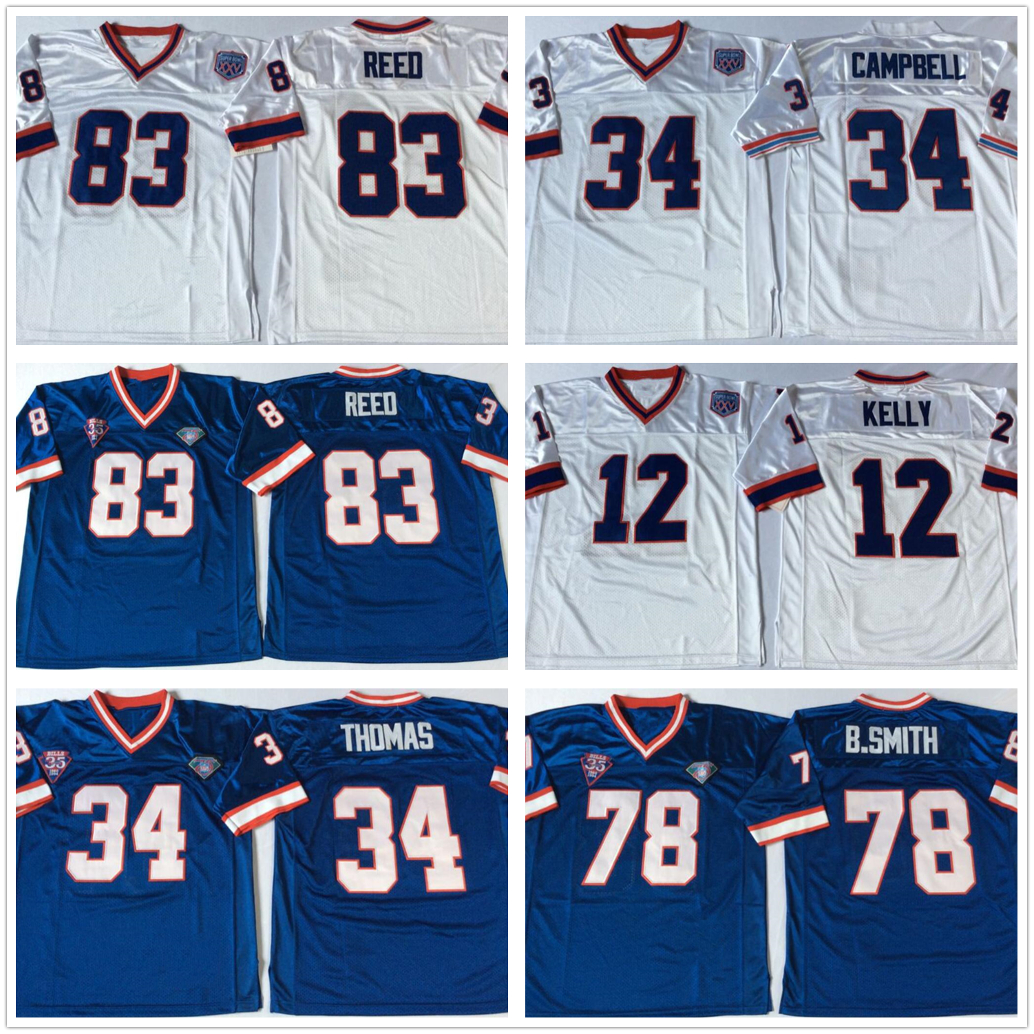 NCAA Vintage Football wear 32 SIMPSON 78 b.smith campbell 12 kelly 83 reed 34 thomas stitched mens Jersey, White
NCAA Vintage Football wear 32 SIMPSON 78 b.smith campbell 12 kelly 83 reed 34 thomas stitched mens Jersey, White