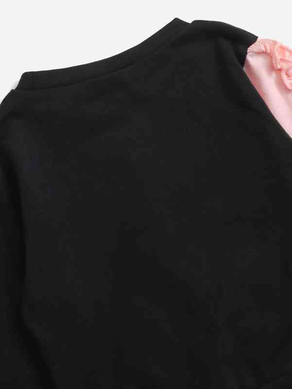 Baby Cartoon Graphic Frill Trim Sweatshirt SHE