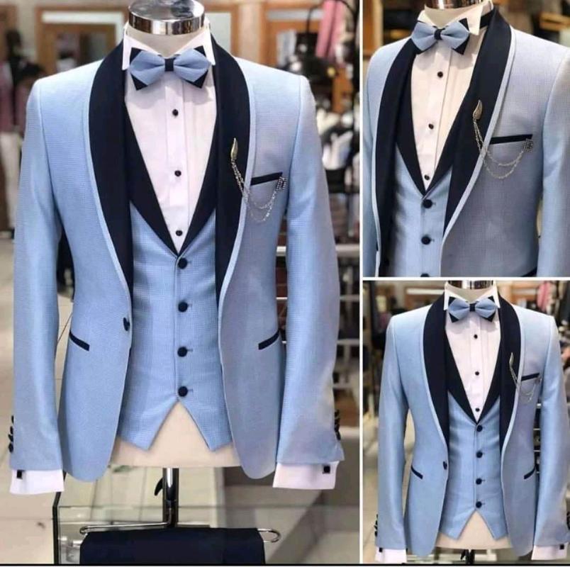 Men's Suits & Blazers Light Blue Men Suit 3Pcs Shawl Collar Slim Fit Costume Wedding Dress Groom Tuxedos Prom Coat Jacket+Pant+Vest, Multi
Men's Suits & Blazers Light Blue Men Suit 3Pcs Shawl Collar Slim Fit Costume Wedding Dress Groom Tuxedos Prom Coat Jacket+Pant+Vest, Multi