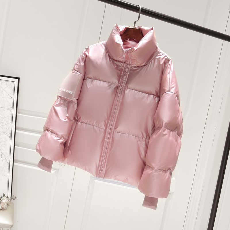 90% White Duck Down Jacket Winter Women Stand Collar Female Thick Coat Loose Oversized Womens Short Parka 211008