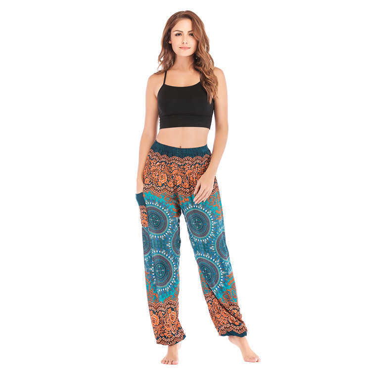 Thailand Summer Thin Style Female Printed Harem Pants For Woman Joggers Bohemia Casual Loose Pantalones Mujer Cintura Alta 210604