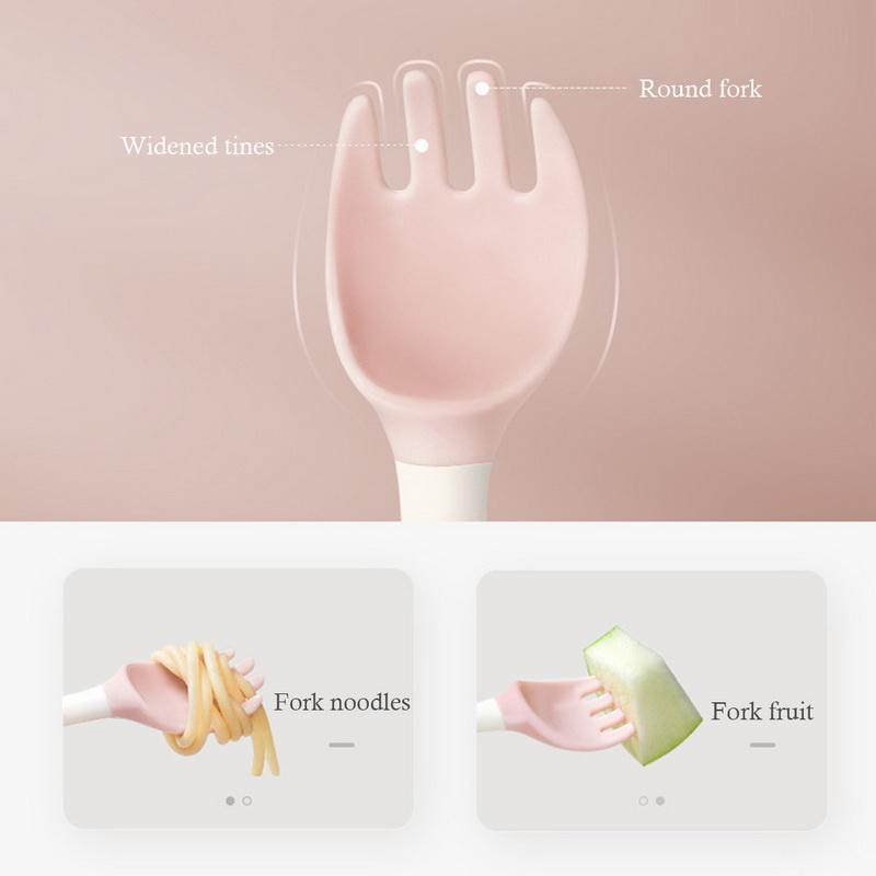 Dinnerware Sets Silicone Spoon For Baby Utensils Set Auxiliary Toddler Learn To Eat Training Bendable Soft Fork Infant Children Tablewa Free shipping