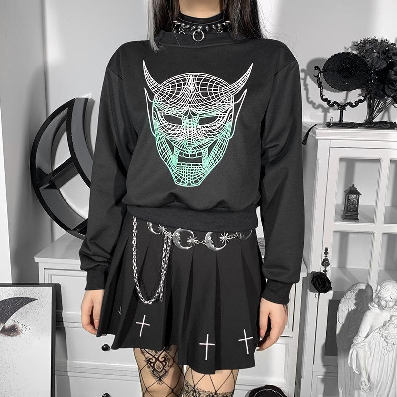 Women' Hoodies & Sweatshirts Girls Gothic Halloween Mask Printed Long Sleeve Drop Shoulder Sweatshirt Women Streetwear Harajuku Black Ribbe
Women' Hoodies & Sweatshirts Girls Gothic Halloween Mask Printed Long Sleeve Drop Shoulder Sweatshirt Women Streetwear Harajuku Black Ribbe