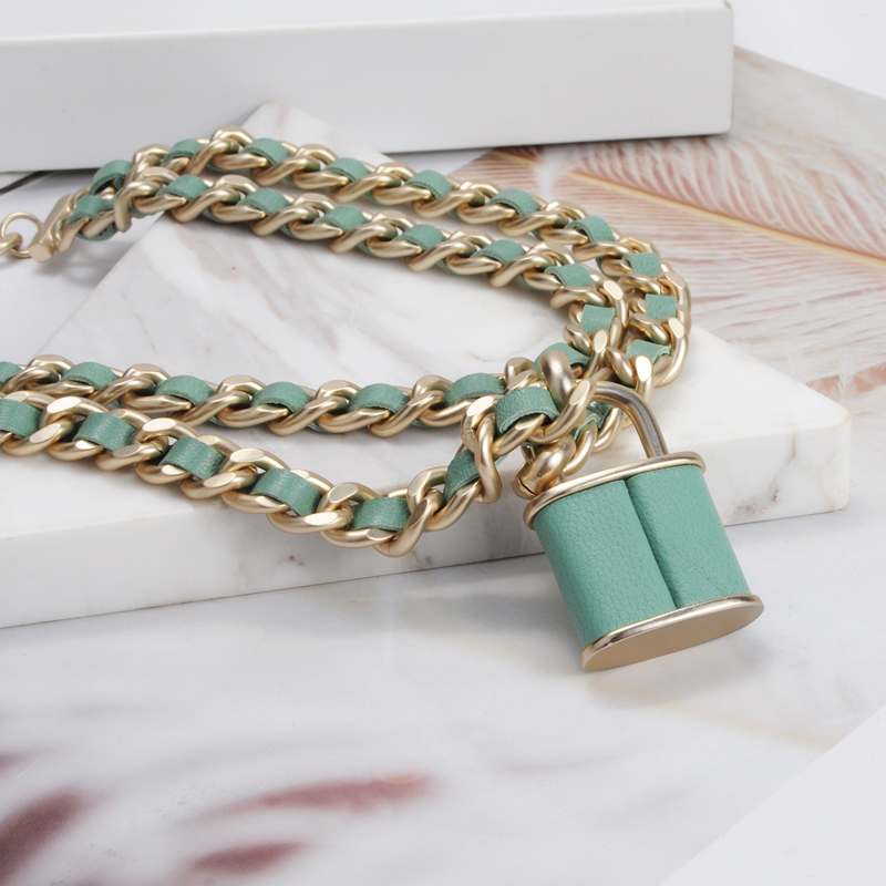 Women Lock Pendant Necklace with Stamp Letter Clavicle Chain Necklaces Top Quality Jewelry for Gift Party