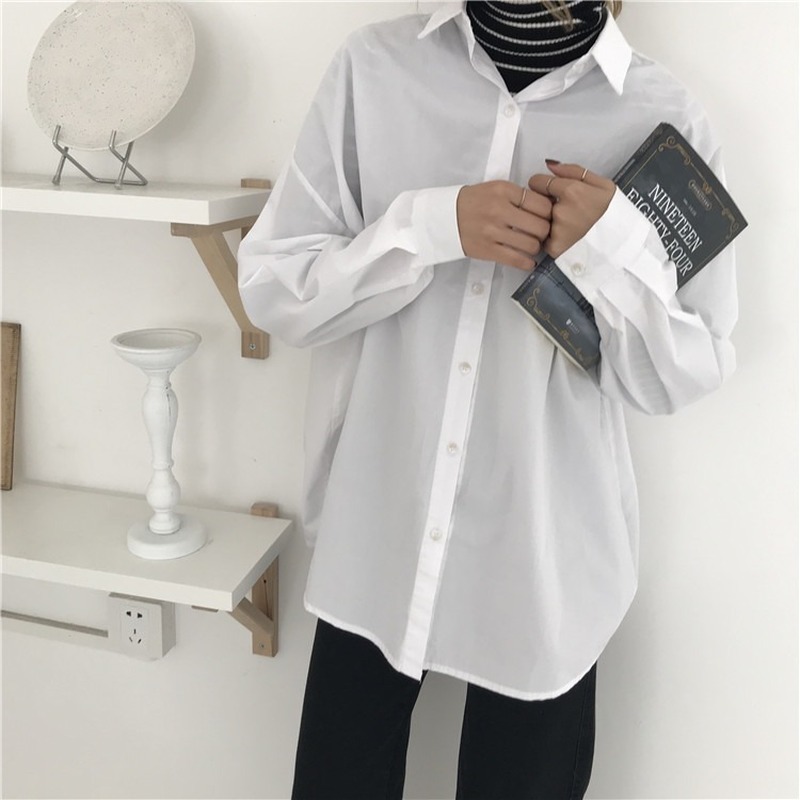 Autumn Solid Blouse Loose Women Office Lady Blouses Casual All-Match Tops Shirts Blusas Camisas Mujer 10237 210506