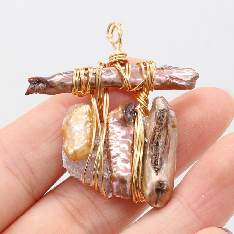 Charms Natural Freshwater Pearl Irregular Copper Wire Winding Pearls Pendant For Women Jewelry Making DIY Necklace Earring Gift, Bronze;silver
Charms Natural Freshwater Pearl Irregular Copper Wire Winding Pearls Pendant For Women Jewelry Making DIY Necklace Earring Gift, Bronze;silver