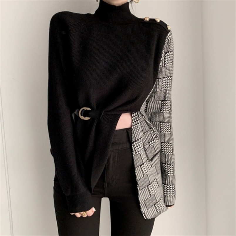 Korean Women Plaid Patchwork Fake Two-Piece Knitted Sweater Spring Autumn Turtleneck Chic Casual Pullover Top 210519, Photo color
Korean Women Plaid Patchwork Fake Two-Piece Knitted Sweater Spring Autumn Turtleneck Chic Casual Pullover Top 210519, Photo color