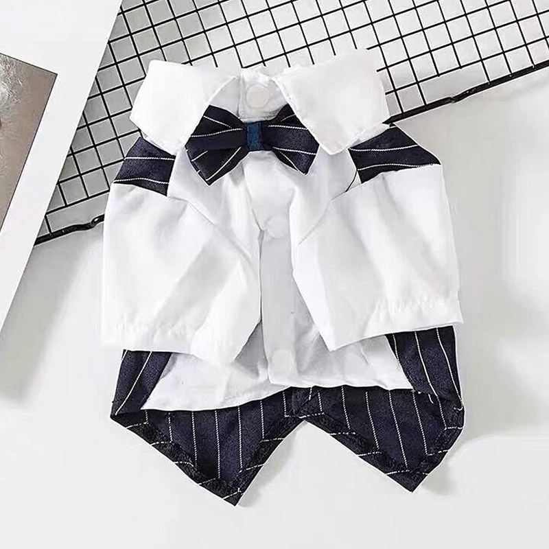 Gentleman Wedding Suit Formal Shirt Bowtie Tuxedo Dog Apparel Pet Halloween Christmas Costume Striped Dogs Clothes with Tie for Birthday Party Wine re