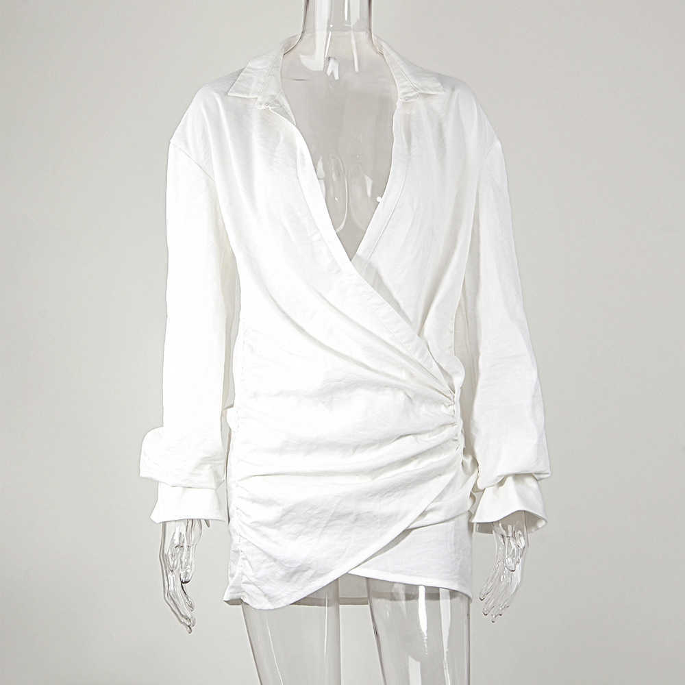 Karlofea Female Summer Cotton Linen Dress Beach Vacation Cover Sexy Deep V Neck Irregular Shirts Dress Lazy Style Casual Dresses 210630