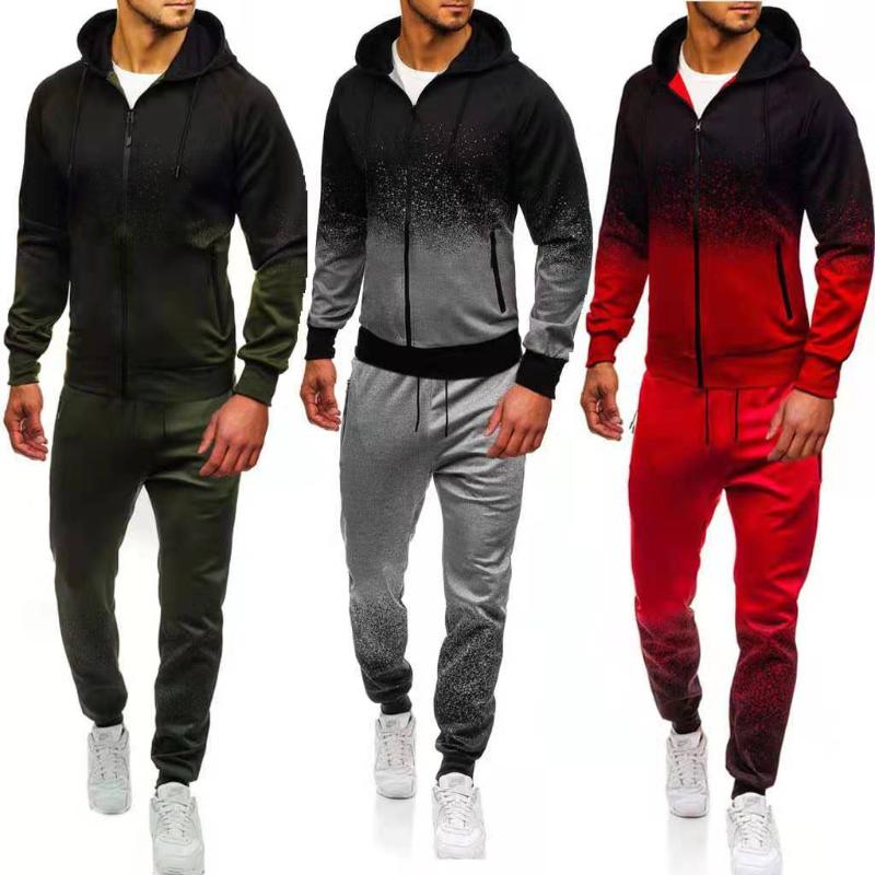 Men's Casual Sports Suit Gradient Stripe Strong Tracksuits