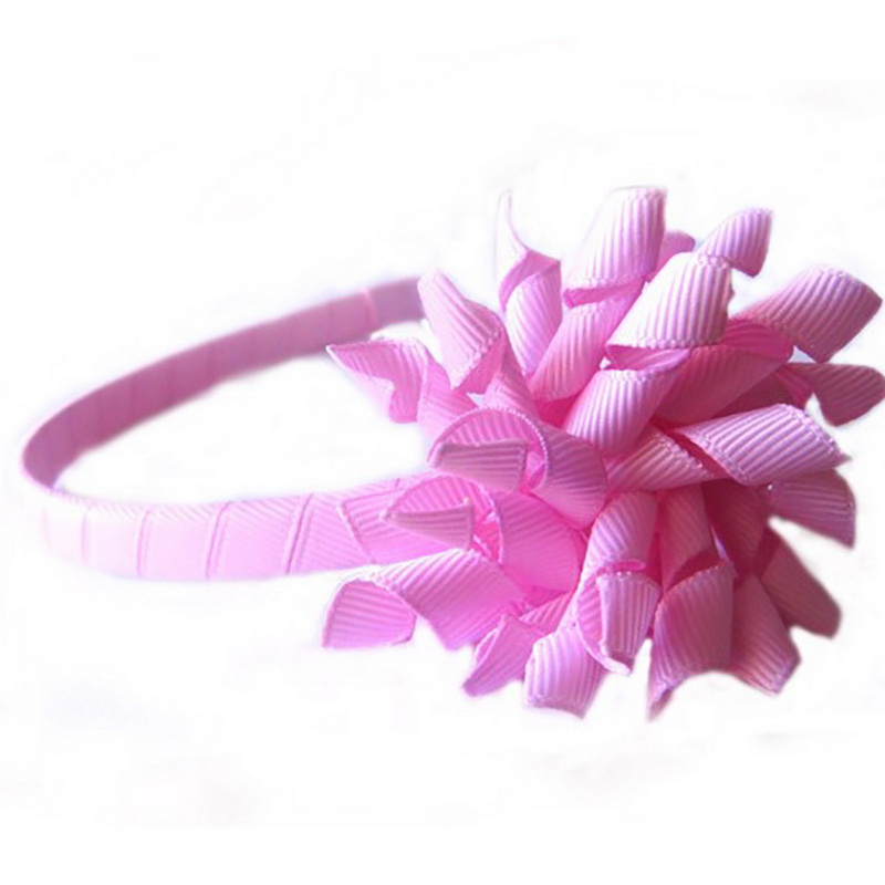 Girl Alice Hair Band Hoop Sticks Curly Ribbons Corker Bows Flowers Korker Bowknot Covered Fully Lined Plastic School Headbands PD009