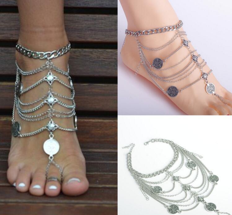 Chic Bridal Foot Jewelry - Comfortable Stretch Anklet Chain with Dainty Toe Ring for Nautical Weddings