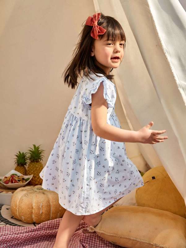 Toddler Girls Layered Ruffle Trim Ditsy Floral Dress SHE