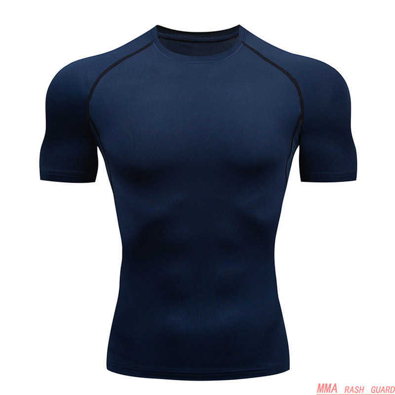 Men's Tops T-Shirts Fitness Shirt Short Sleeve Solid Color T-Shirt Tights Breathable bodybuilding clothes muscle shirt 210629