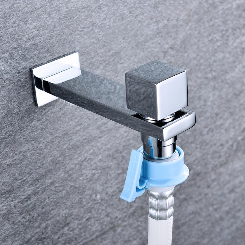 High Quality 2 Water Outlet Washing Machine Faucet Tap Double Spout Garden Outdoor Chrome Plated G1/2 Bathroom Sink Faucets