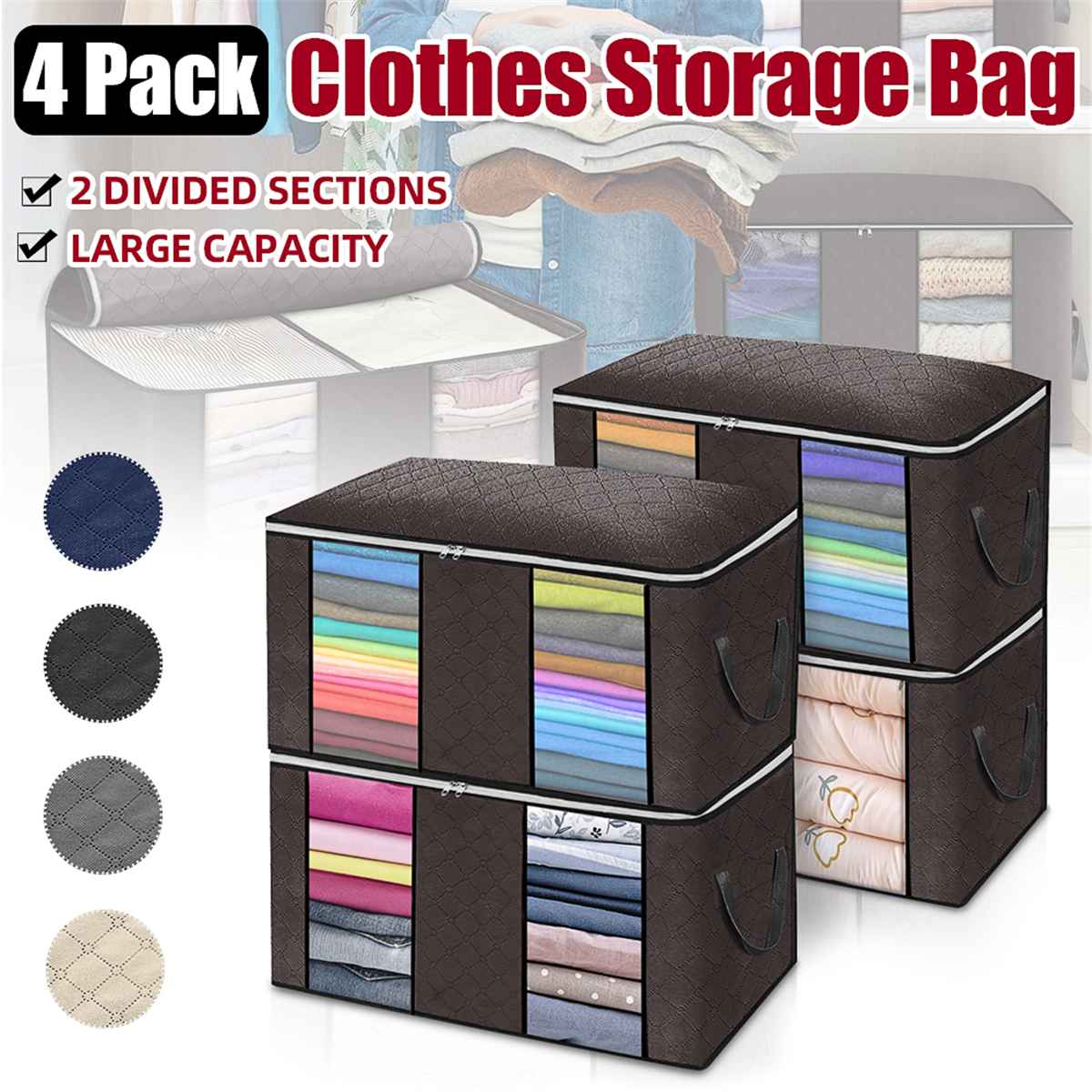 4pcs/set Fodabe Cothes Quit Storage Bags Banket Coset Sweater Organizer Box Sorting Pouches Cothes Cabinet Container Home
4pcs/set Fodabe Cothes Quit Storage Bags Banket Coset Sweater Organizer Box Sorting Pouches Cothes Cabinet Container Home