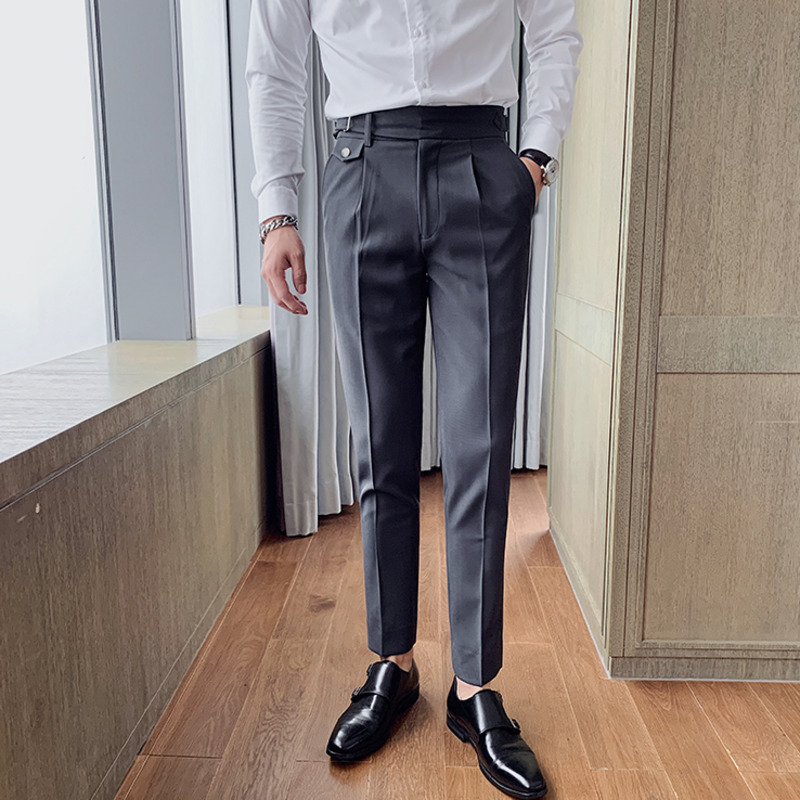 IEFB Men's British Business Casual Slim Fit Trousers Trend Formal Korean Fashion Ankle Length Straight White Suit Pants 9Y6672 210524