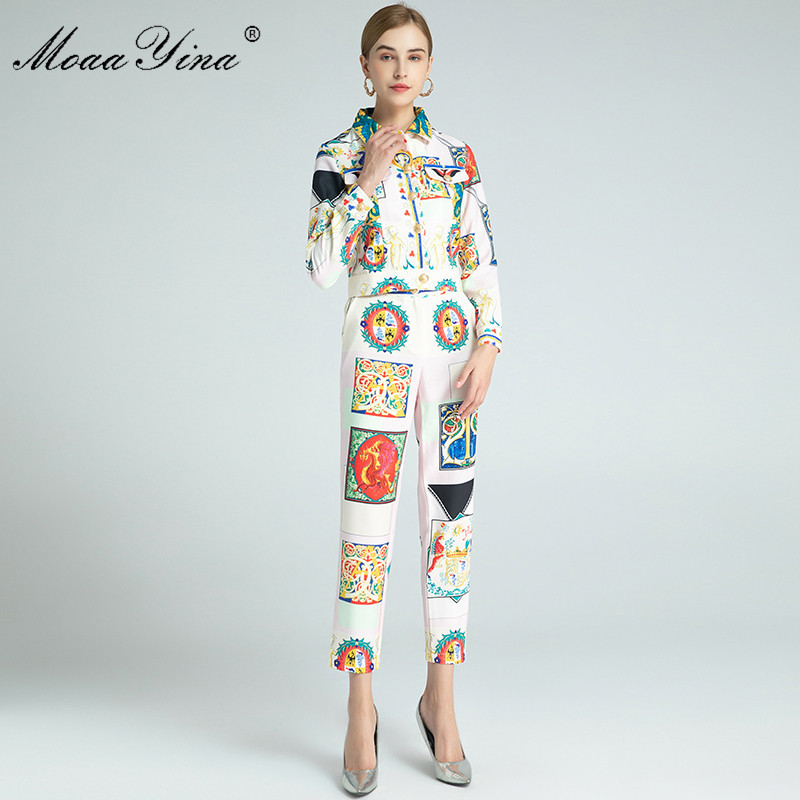 Fashion Designer Set Spring Autumn Women's Long sleeve Single-breasted jacket Tops+Vintage Print Trousers Two-piece set 210524, Multi
Fashion Designer Set Spring Autumn Women's Long sleeve Single-breasted jacket Tops+Vintage Print Trousers Two-piece set 210524, Multi