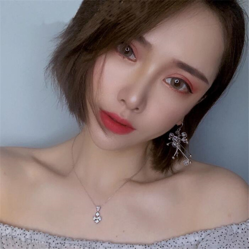 Choucong Brand Wedding Jewelry Set Luxury Stunning Heart Shape White Topaz CZ Diamond Gemstones Eternity Dangle Earring Women Clavicle Necklace For Lo