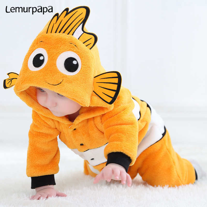 Anime Infant Baby Rompers Clothes 0-3Y Toddler Boy Girl born Cartoon Onesie Pajamas Zipper Flannel Warm Costume 211022 - view 5
